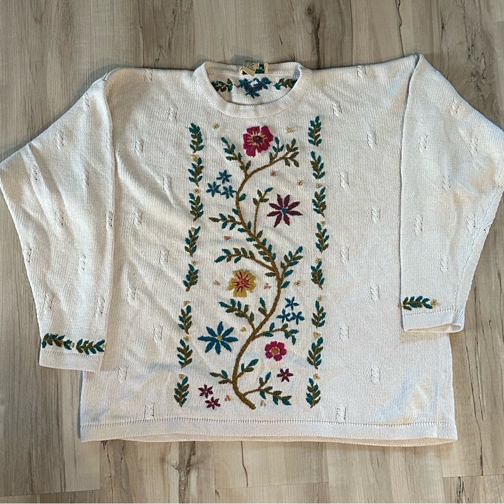 Vintage LL Bean women's sweater Embroidered XL